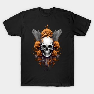 Skull and gold roses T-Shirt